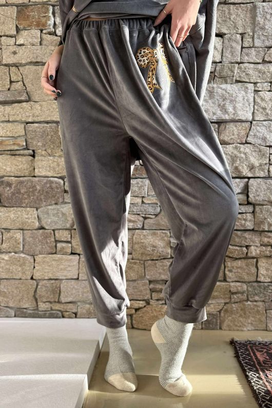 Binky Bow Soft Stretch Velour Lounge Suit Shadow /50=